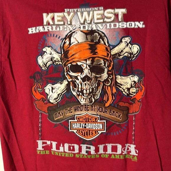 Harley-Davidson EUC red Petersons key west short sleeve tee size medium - Picture 6 of 6